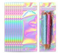 Mylar Bags with Ziplock 6 x 2" | 100 Bags | Rainbow Holographic | Sealable Heat Seal Bags for Candy and Food Packaging, Medications and Vitamins | For Liquid and Solids (6" x 2")