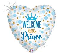 Mylar Glitter Holographic Heart Shape Welcome Little Prince Foil Balloon 46cm Inflatable with Helium