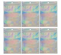 Mylar Zip Lock Bags，100 Pcs Holographic Color Foil Ziplock Smell Proof Bags Resealable for Party Favor Food Storage Candy Cookies (100 Pcs 14.8x10.4cm)