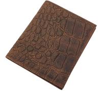 myledershop Büffel Hunter Leather Credit Card Case / Business Card Case with Note Compartment with Crocodile Embossing and RFID & NFC Protection in Brown
