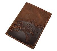 myledershop Buffalo Full Leather Wallet with Fish-Motif - with RFID & NFC Blocking in Brown