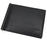 myledershop DDDM Cowhide Leather Dollar Clip Wallet / Purse / Wallet / Card Case with RFID & NFC Protection in Black