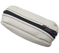 myledershop Small Genuine Leather Key Case, 1 Compartment, Key Ring Attachment, White, One Size, Compact Pouch