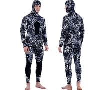 MYLEDI Neoprene 3mm Super Stretch Camouflage Fullsuit, Mens Freediving Snorkeling Swimming Spearfishing Wetsuit (MY014(Black+White), XL)