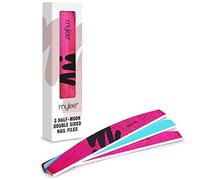 Mylee 3 Pack Double Sided Half Moon Nail File 100/180 Grit | Professional manicure tool - Use on Natural Nails or Extensions, Salon Quality Nails