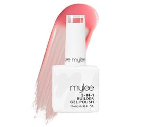 Mylee 5 in 1 Builder Base Strengthening Gel 15ml, UV/LED Nail Polish Coat for Hard Strong Nails Tips & Extensions, For Nail Art Decoration, Decals & Jewels, Professional Manicure Repair (French Rose)