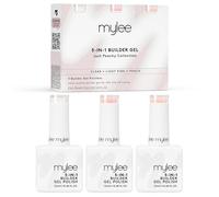 Mylee 5 in 1 Builder Base Strengthening Gel Trio 3x15ml, UV/LED Nail Polish Coat, Hard Strong Nails Tips & Extensions, Nail Art Decoration, Decals & Jewels, Professional Manicure Repair (Just Peachy)