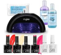 Mylee Complete Professional Gel Nail Polish LED Lamp Kit, 4x Colours, Top & Base Coat, PRO Salon Series Convex Curing® LED Lamp, Prep & Wipe, Gel Remover