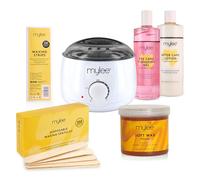 Mylee Complete Waxing Kit, Includes Salon Quality Wax Heater, Soft Cream Wax, Waxing Strips, Spatulas and Mylee Pre & After Care Lotion (Honey)