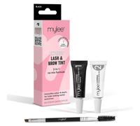 Mylee Express Lash & Brow Kit - 2 in 1 No Mix Formula, Tint + Developer Gel + Double Sided Brush, Professional Eyelash & Eyebrow Dye Tinting, Long Lasting, Semi-Permanent, Fast & Easy (Black)