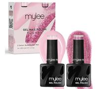 Mylee Gel Nail Polish Set 2x8ml [Pretty In Pink] - UV/LED Soak-Off Nail Art | Manicure Pedicure for Professional, Salon & Home Use - Long Lasting & Easy to Apply