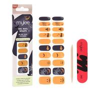 Mylee Gel Nail Wraps [Patchwork Pumpkin] - Halloween 2025 Collection - 10 Pre-Cured Gel Stickers, Self-Adhesive, No Lamp Needed, Chip-Resistant, Glossy Finish, Long Lasting, Easy to Apply, Nail Art