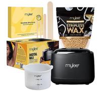 Mylee Hard Wax Kit - Professional Hair Removal Set With Digital Heater, Stripless Wax, Essentials for Face, Body, Bikini - Painless, Peelable Hot Wax (Jasmine)