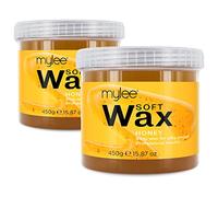 Mylee Honey Soft Creme Wax 425g, Short/Stubborn/Coarse Hair Removal, Ideal for All Body Areas, High Performance for Sensitive Skin, Wax Heater Friendly (2x 425g)