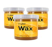 Mylee Honey Soft Creme Wax 425g, Short/Stubborn/Coarse Hair Removal, Ideal for All Body Areas, High Performance for Sensitive Skin, Wax Heater Friendly (3x 425g)
