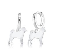 Mylee London Akita Inu Silhouette Silver Earrings - No - Huggie Hoop