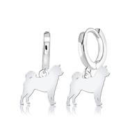 Mylee London Akita Inu Silhouette Silver Earrings - Yes - Huggie Hoop