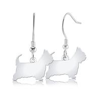 Mylee London Australian Silky Terrier Silhouette Silver Earrings - No - Hook