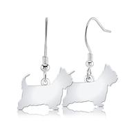 Mylee London Australian Silky Terrier Silhouette Silver Earrings - Yes - Hook