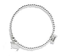 Mylee London Basset Bleu de Gascogne Silhouette Silver Ball Bead Bracelet - Personalised - No