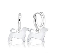 Mylee London Basset Hound Silhouette Silver Earrings - No - Huggie Hoop