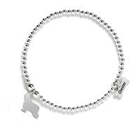 Mylee London Briard Silhouette Silver Ball Bead Bracelet - Personalised - No
