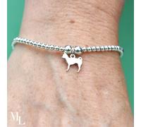 Mylee London Chihuahua Silhouette Silver Ball Bead Bracelet - Personalised - No - S - 16cm