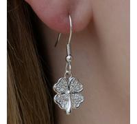 Mylee London Crystal Four Leaf Clover on Silver Stud Drop Earrings - No - Hook