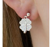 Mylee London Crystal Four Leaf Clover on Silver Stud Drop Earrings - No - Stud Drop