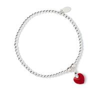 Mylee London Crystal Heart on Silver Ball Bead Bracelet - No - Child - Peridot
