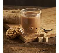MYLEE London Cute Bear Double Walled Drinking Glass - Double Wall Insulated Glass - Gift for Her - 250ml - Borosilicate Glass