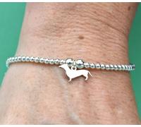 Mylee London Dachshund Silhouette Silver Ball Bead Bracelet - Personalised - Yes - S - 16cm