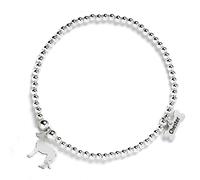 Mylee London Deerhound Silhouette Silver Ball Bead Bracelet - Personalised - No