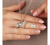 Mylee London Extra Large Border Collie Silver Necklace - Personalised - Yes