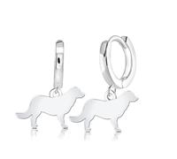 Mylee London Flat-Coated Retriever Silhouette Silver Earrings - No - Huggie Hoop