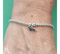 Mylee London German Shepherd Silhouette Silver Ball Bead Bracelet - Personalised - No - L - 20cm