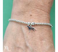 Mylee London German Shepherd Silhouette Silver Ball Bead Bracelet - Personalised - No - S - 16cm