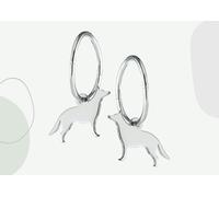 Mylee London German Shepherd Silhouette Silver Earrings - Yes - Hoop