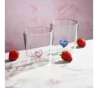 Mylee London Heart Drinking Glass - 2x Pink - Yes