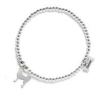 Mylee London Korean Jindo Dog Silhouette Silver Ball Bead Bracelet - Personalised - Yes