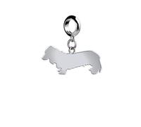 Mylee London Long Haired Dachshund Silhouette Silver Charm - Yes - Slider Charm