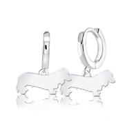 Mylee London Long Haired Dachshund Silhouette Silver Earrings - No - Huggie Hoop