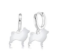 Mylee London Norwegian Elkhound Silhouette Silver Earrings - Yes - Huggie Hoop