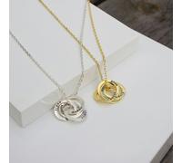 Mylee London Personalised Four Ring Sterling Silver Necklace - Rose Gold - 18" - Yes