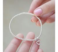 Mylee London Pink Crystal Heart on Silver Ball Bead Bracelet - No - Child