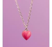 Mylee London Pink Enamelled Heart Necklace - Sterling Silver - No