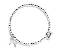 Mylee London Portuguese Podengo Silhouette Silver Ball Bead Bracelet - Personalised - Yes