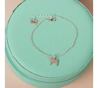 Mylee London Pug Silhouette Chain Bracelet - Personalised - Sterling Silver - No