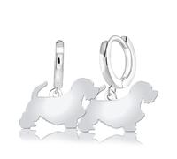 Mylee London Sealyham Terrier Silhouette Silver Earrings - No - Huggie Hoop