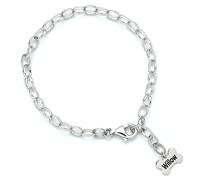 Mylee London Sterling Silver Adjustable Chain Link Bracelet With Personalised Tag - Bone Tag - Yes - Bone Tag